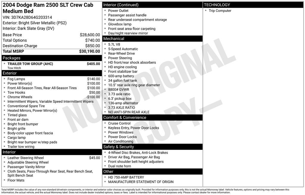 dodge ram 2500 pickup 2004 3D7KA28D64G203314 image dodge ram 2500 pickup 2004 3D7KA28D64G203314 image